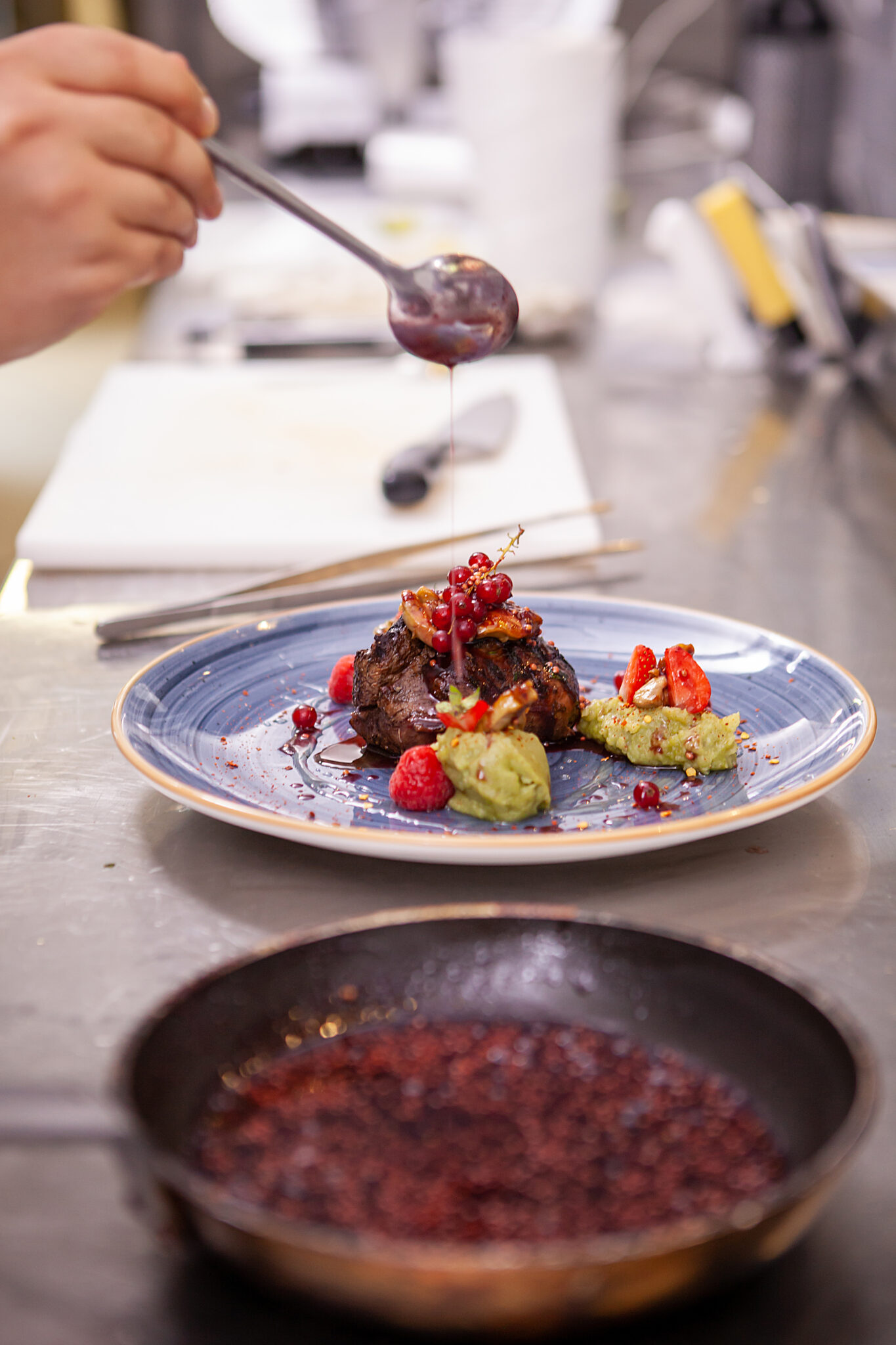Fine cuisine design made by Chef Fine cuisine design made by Chef in his restaurant kitchen